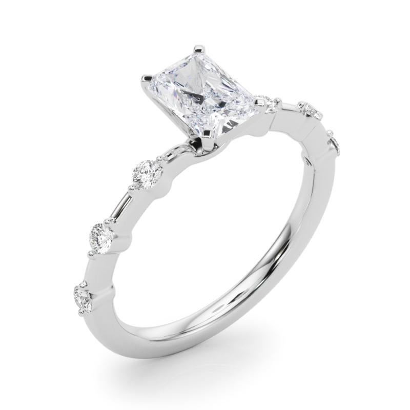 GIA zertifiziert 1,01 Karat Radiant Diamant Bambus-Schaft Platin Diamant Ring Damen im Angebot