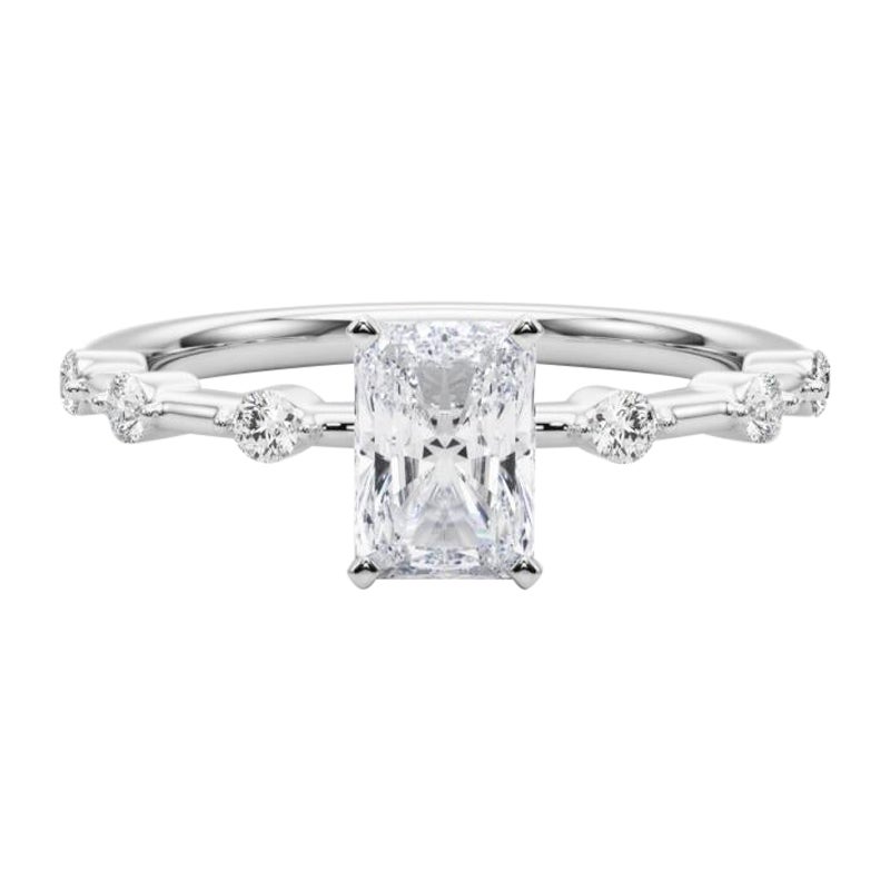 GIA zertifiziert 1,01 Karat Radiant Diamant Bambus-Schaft Platin Diamant Ring im Angebot