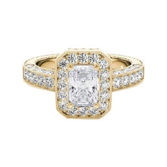 GIA Certified 1.01 Carat Radiant Halo Openwork Diamond Ring