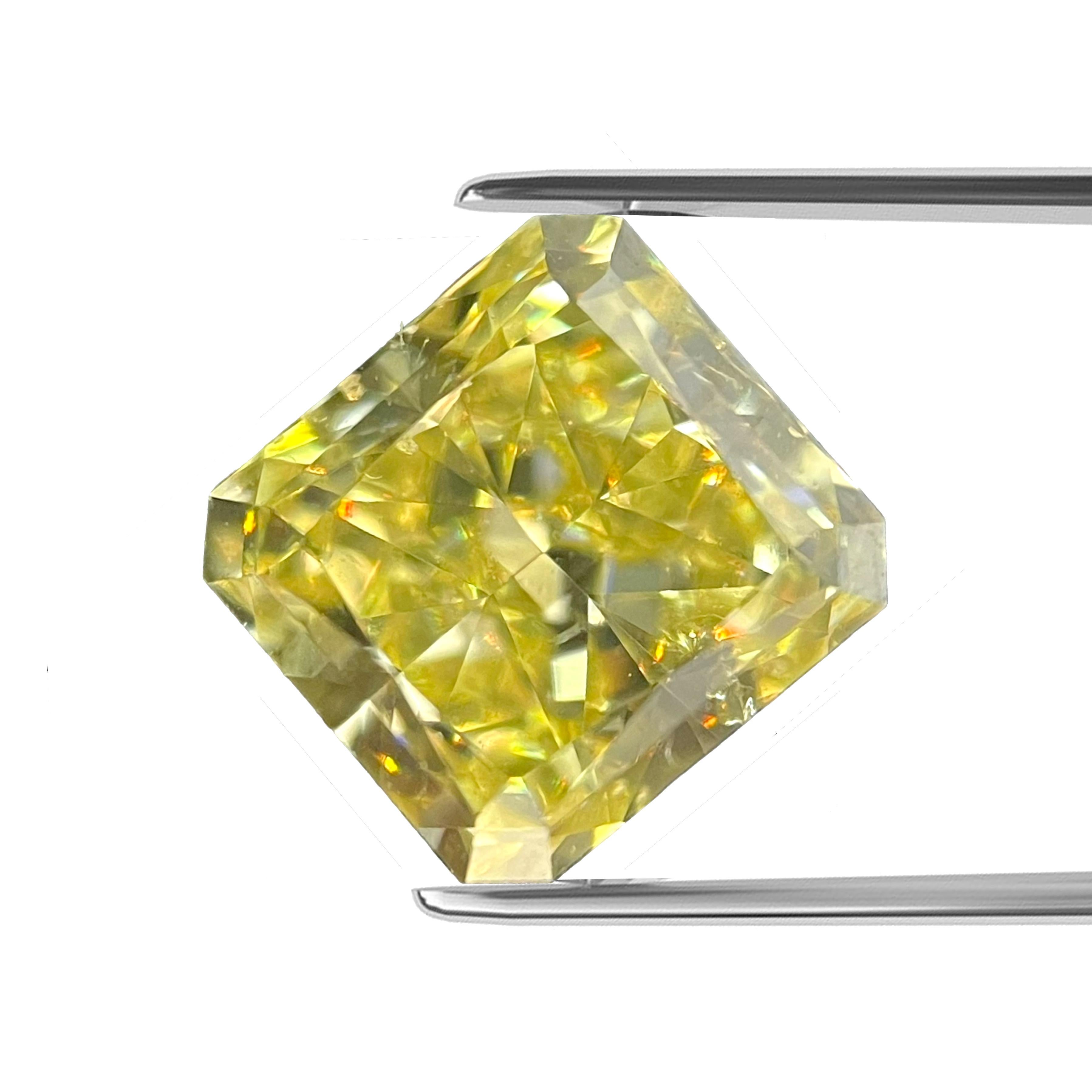 ITEM DESCRIPTION

ID #: NYC55507
Stone Shape: CUT-CORENRED RECTANGULAR MODIFIED BRILLIANT 
Diamond Weight: 1.01ct
Clarity: I1
Color: Fancy Yellow
Cut:	Excellent
Measurements: 5.67 x 5.34 x 3.65 mm
Depth %:	68.4%
Table %:	68%
Symmetry: Good
Polish: