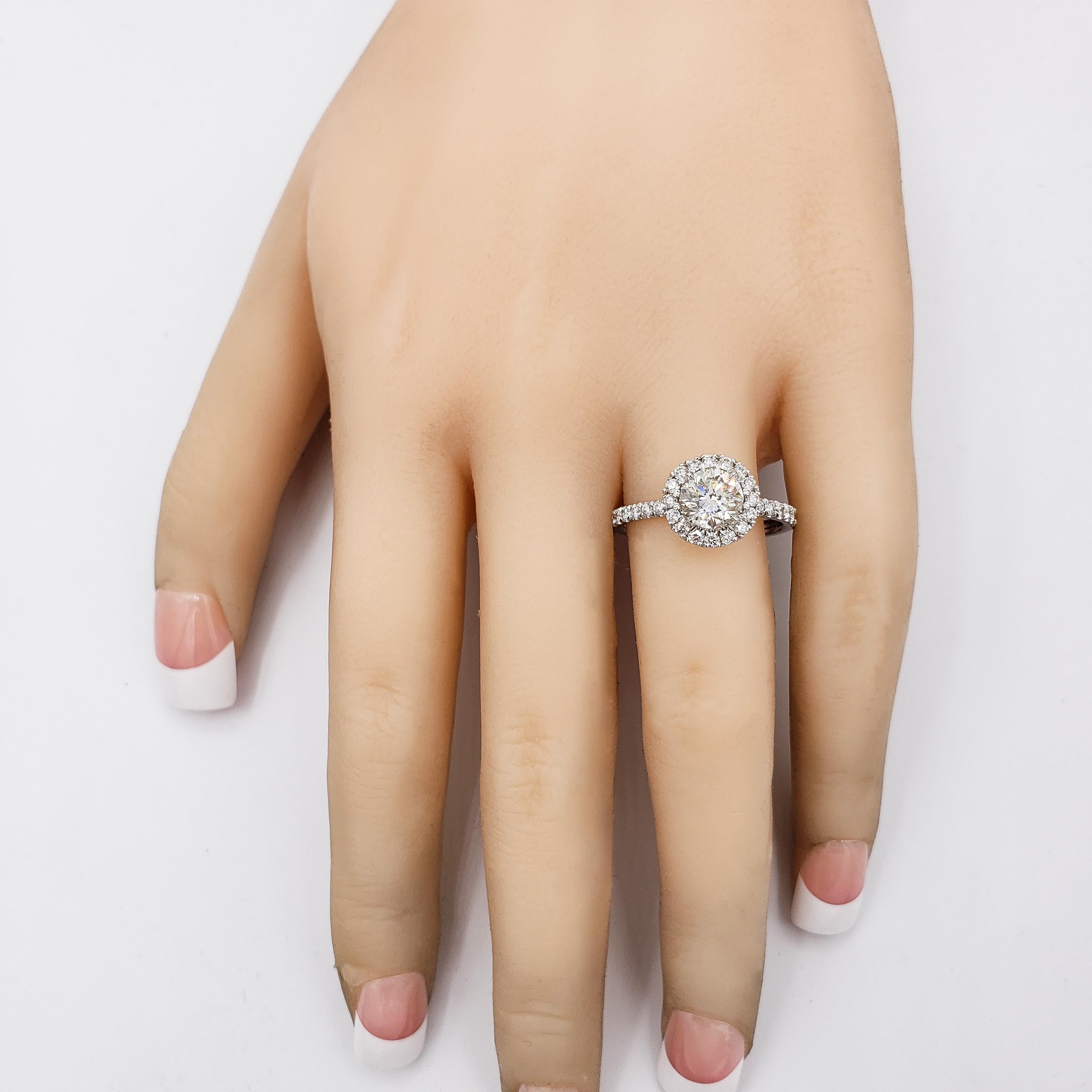 Round Cut Roman Malakov GIA Certified 1.01 Carat Round Diamond Halo Engagement Ring