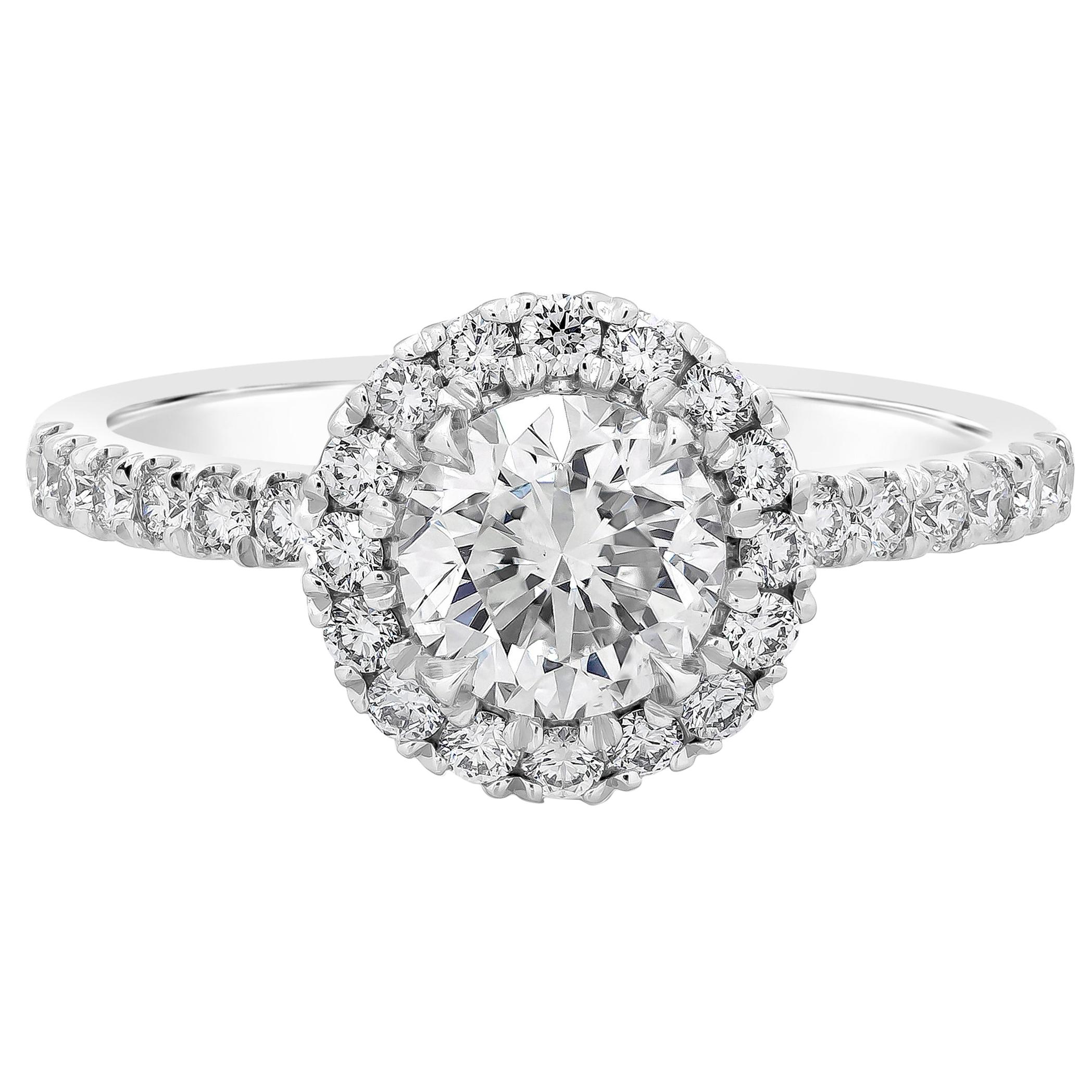 Roman Malakov GIA Certified 1.01 Carat Round Diamond Halo Engagement Ring