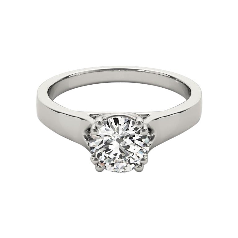 GIA Certified 1.01 Carat Round Double Prong Basket Set Platinum Diamond Ring