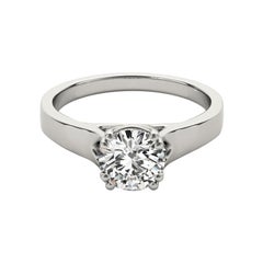 GIA Certified 1.01 Carat Round Double Prong Basket Set Platinum Diamond Ring