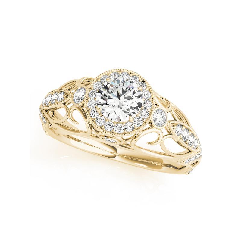 Anillo de diamantes con cúpula de cinta desplegable y halo redondo de 1,01 quilates certificado por el GIA Corte redondo en venta