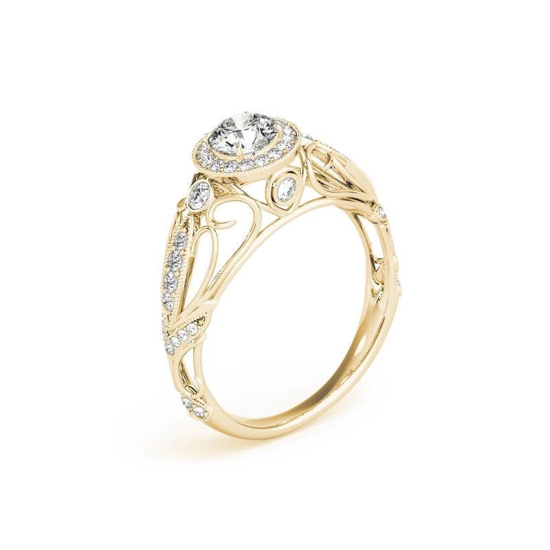 De las mujeres Anillo de diamantes con cúpula de cinta desplegable y halo redondo de 1,01 quilates certificado por el GIA en venta