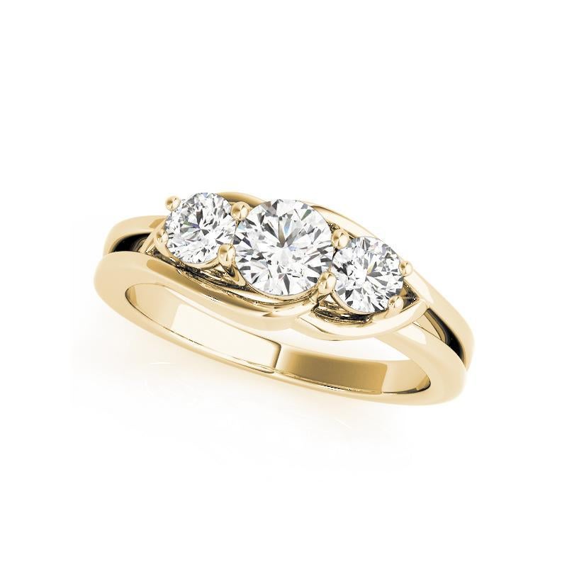 Taglio rotondo GIA Certified 1.01 Carat Round Three-Stone Split Shank Diamond Ring in vendita
