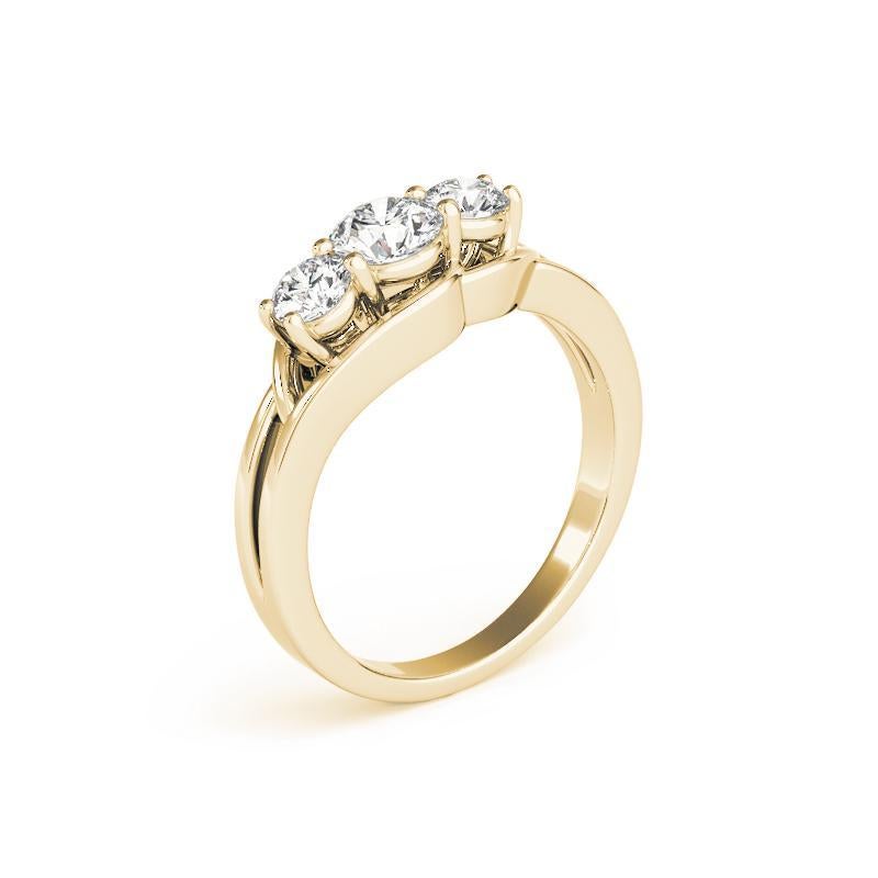 Donna GIA Certified 1.01 Carat Round Three-Stone Split Shank Diamond Ring in vendita