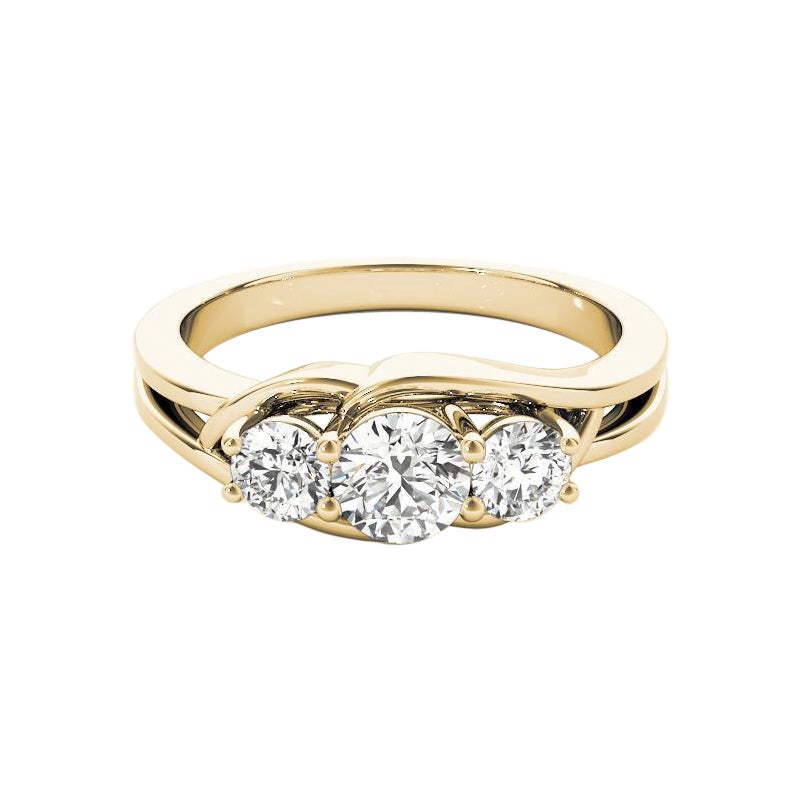 GIA Certified 1.01 Carat Round Three-Stone Split Shank Diamond Ring