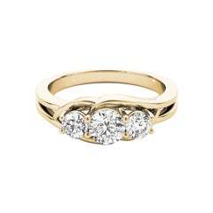 GIA Certified 1.01 Carat Round Three-Stone Split Shank Diamond Ring