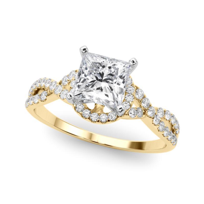 Taille princesse GIA Certified 1.01 Carat Solitaire Princess Halo Infinity Diamond Ring en vente