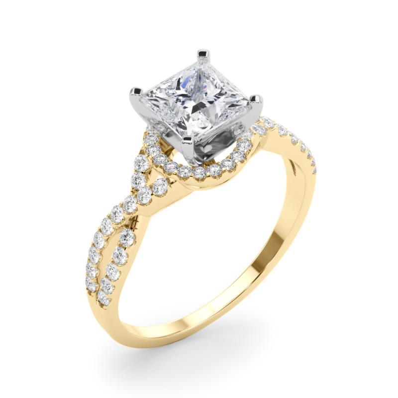 GIA Certified 1.01 Carat Solitaire Princess Halo Infinity Diamond Ring Pour femmes en vente