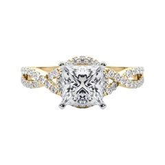 GIA Certified 1.01 Carat Solitaire Princess Halo Infinity Diamond Ring