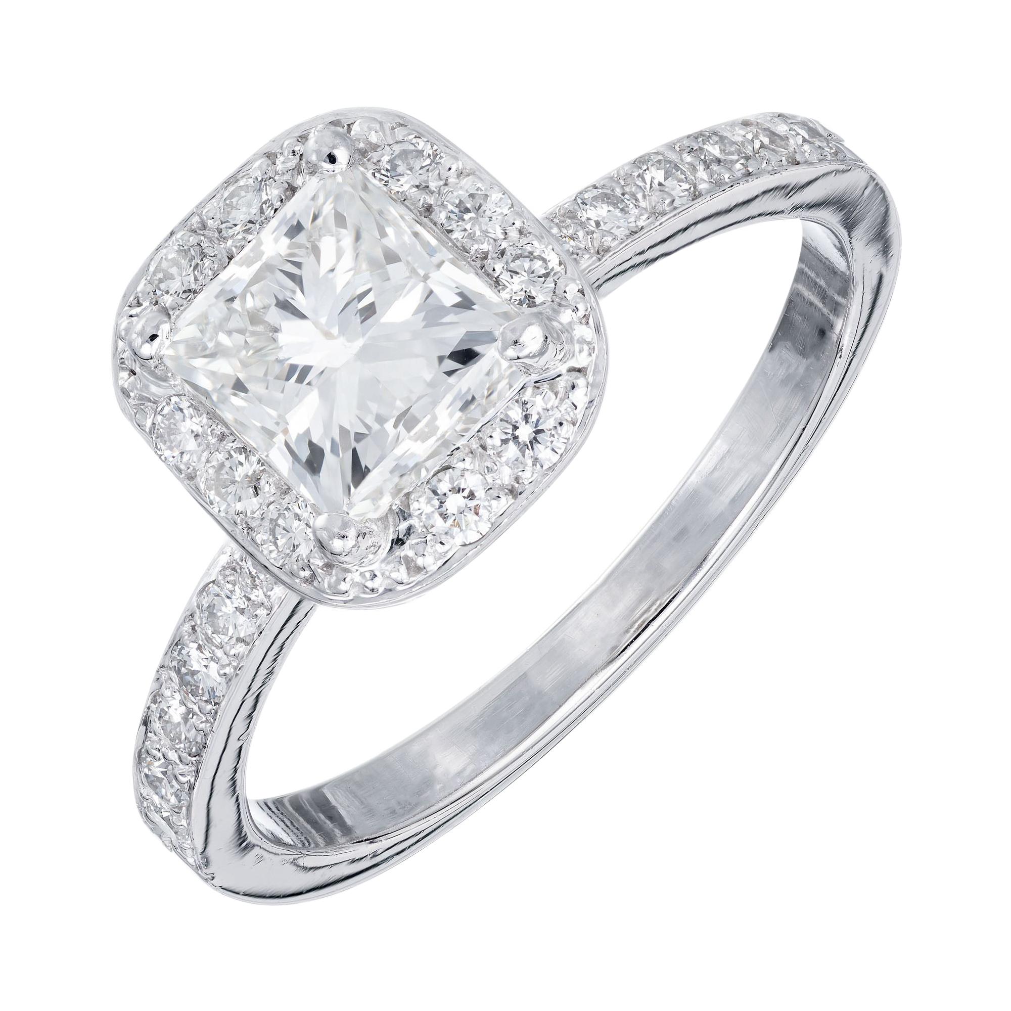 GIA Certified 1.01 Carat Radiant Cut Diamond Platinum Engagement Ring ...