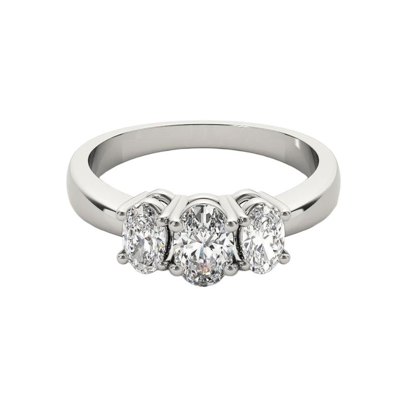 GIA Certified 1.01 Carat Three-Stone Oval  Diamond Ring