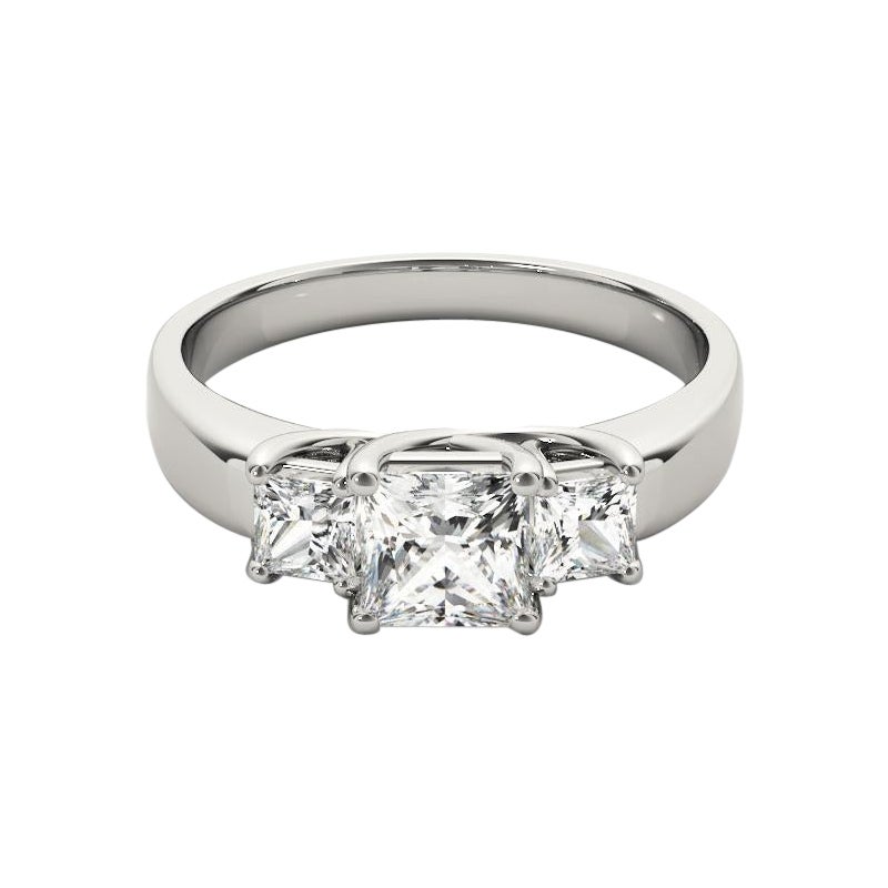 GIA-zertifizierter 1,01-Karat-Dreistein-Prinzessinnen-Diamantring aus 18 Karat Weißgold