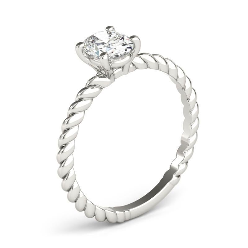 GIA Certified 1.01 Carat Twisted Band Oval Solitaire Diamond Ring en vente 1