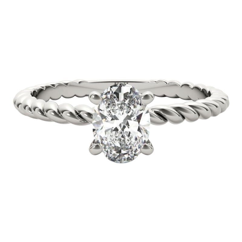 GIA Certified 1.01 Carat Twisted Band Oval Solitaire Diamond Ring