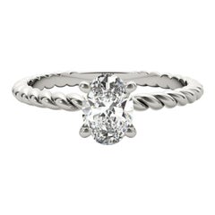GIA Certified 1.01 Carat Twisted Band Oval Solitaire Diamond Ring