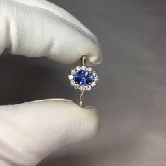 GIA Certified 1.01 Carat Untreated Ceylon Blue Sapphire, Gold and Diamond Ring