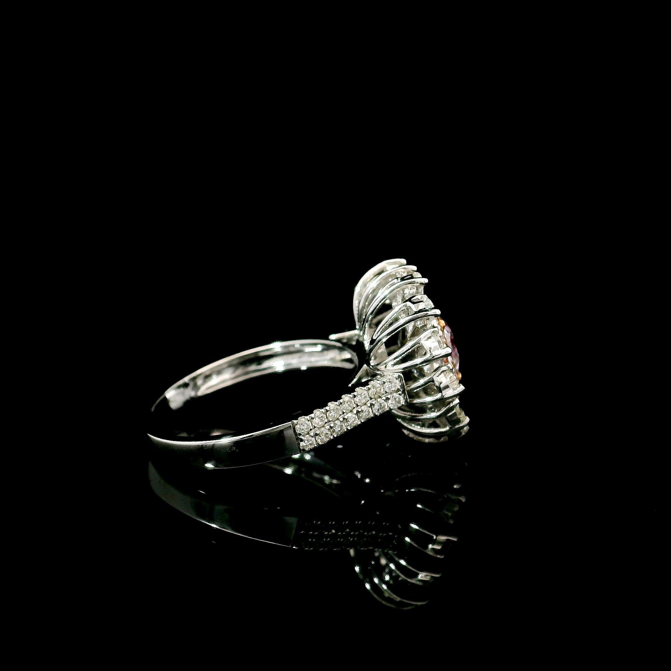 GIA Certified 1.01 Carat Very Light Pink SI2 Clarity Diamond Ring For Sale 1