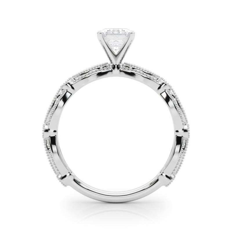 GIA zertifiziert 1.01 Karat Vintage Smaragd Milgrain Band Diamantring im Zustand „Neu“ im Angebot in New York, NY