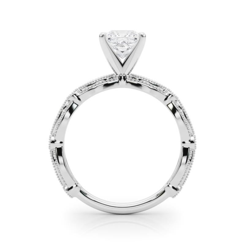 GIA zertifiziert 1.01 Karat Vintage Princess Milgrain Band Diamantring im Zustand „Neu“ im Angebot in New York, NY