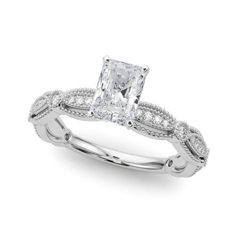 Taglio radiant Anello con diamante a fascia radiante vintage certificato GIA da 1.01 carati in vendita