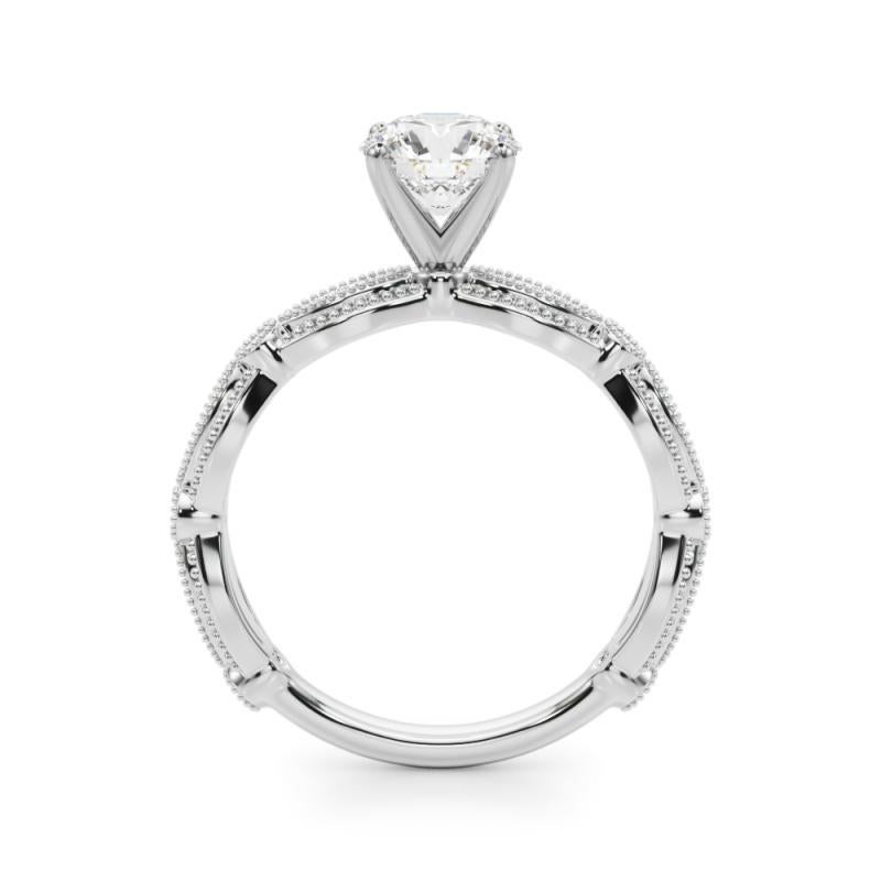 GIA Certified 1.01 Carat Vintage Round Milgrain Band Diamond Ring Pour femmes en vente