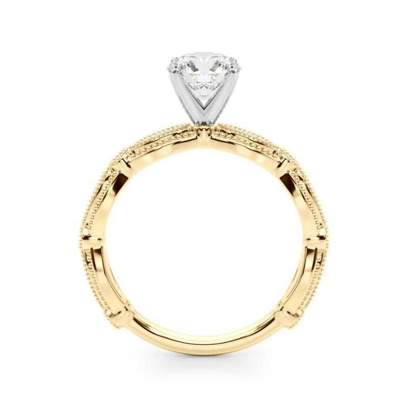 GIA Certified 1.01 Carat Vintage Round Milgrain Band Diamond Ring Pour femmes en vente