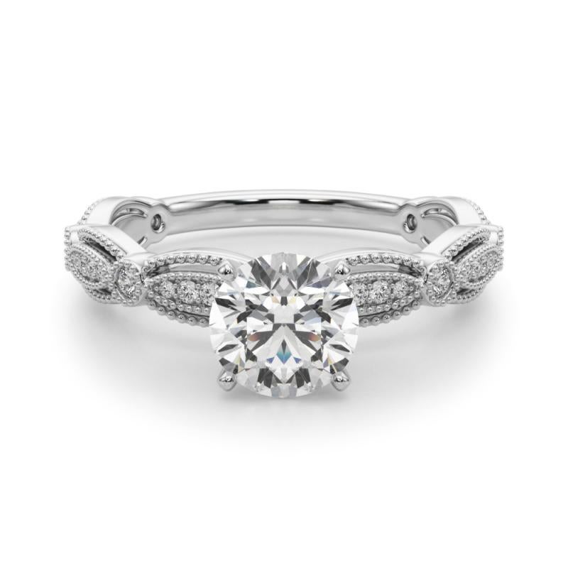 GIA Certified 1.01 Carat Vintage Round Milgrain Band Diamond Ring en vente 1