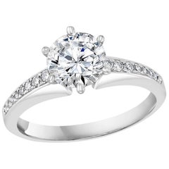 Bague de fiançailles en platine avec diamant solitaire rond de 1,01 carat VS2, certifié par le GIA