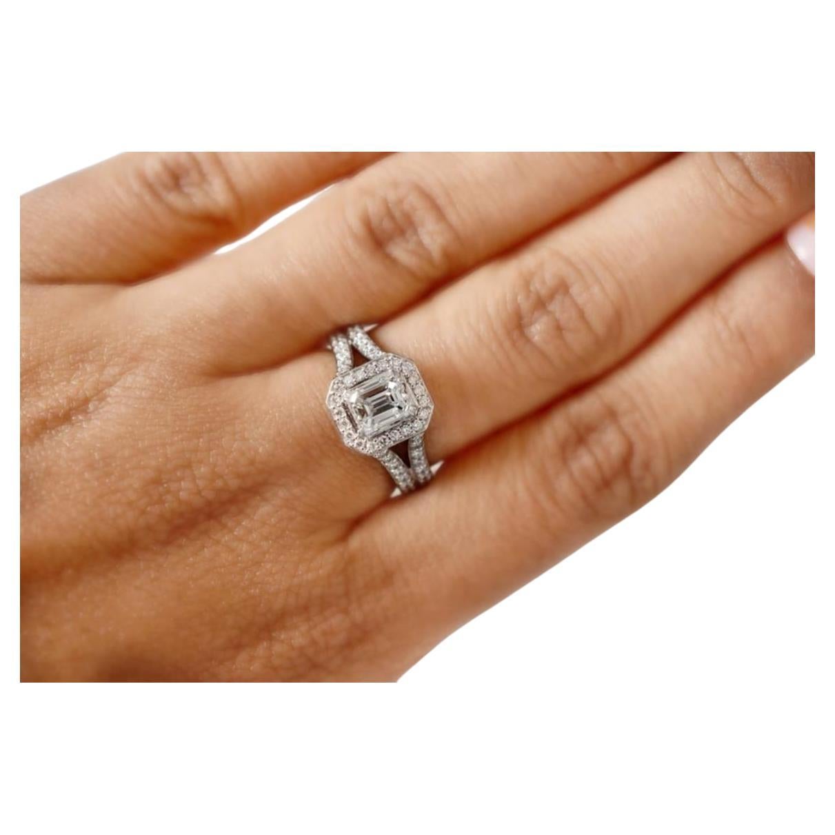 Bague avec diamant blanc de 1,01 carat certifié GIA, pureté SI1