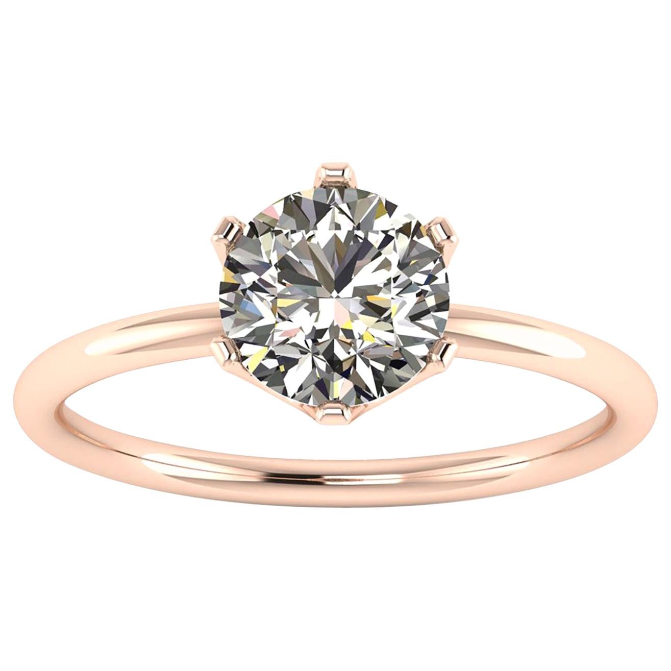 GIA Certified 1.01 Carat White Diamond in 18 Rose Gold Solitaire Engagement Ring For Sale