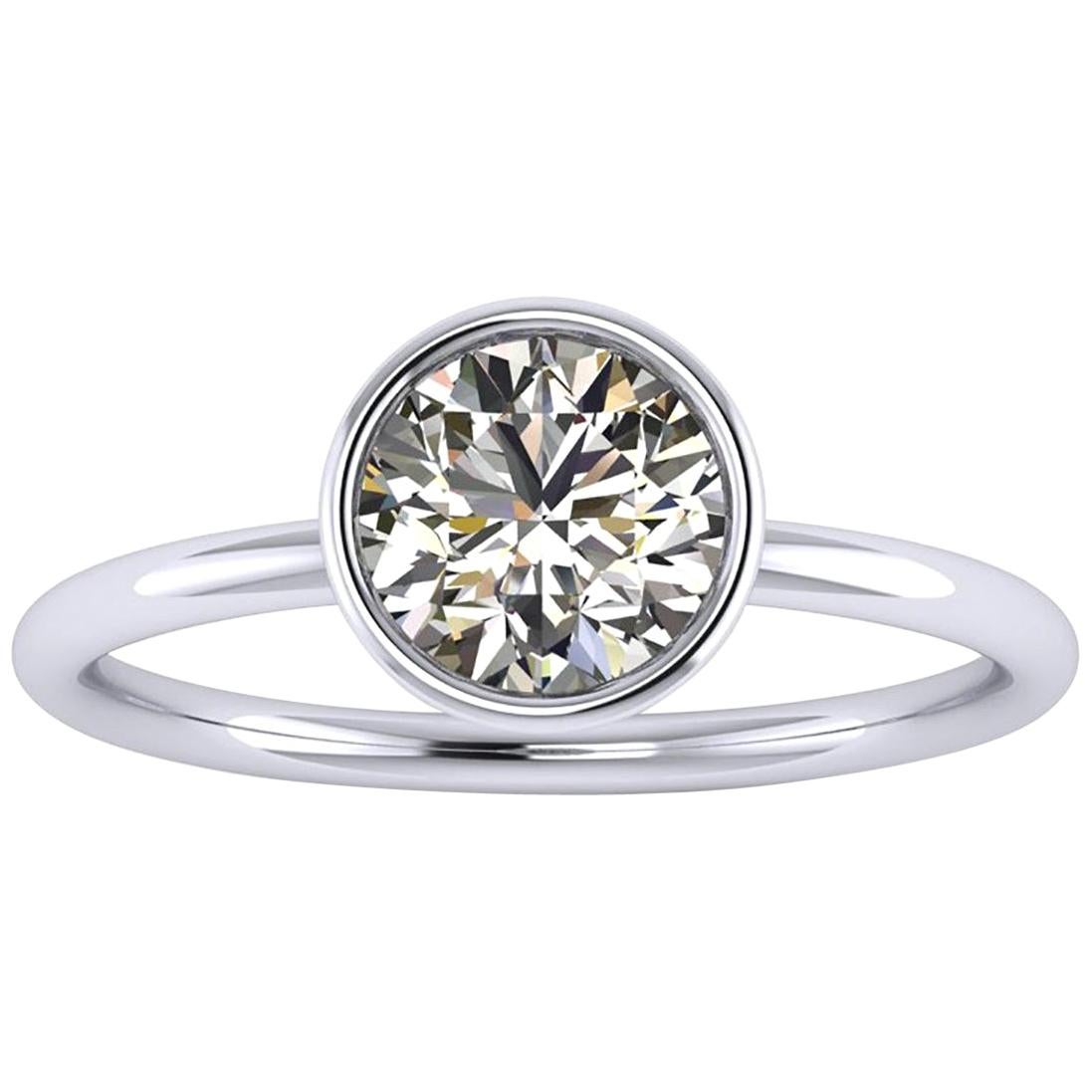 Bague faite main en platine 950 avec diamant blanc de 1,01 carat certifié par le GIA