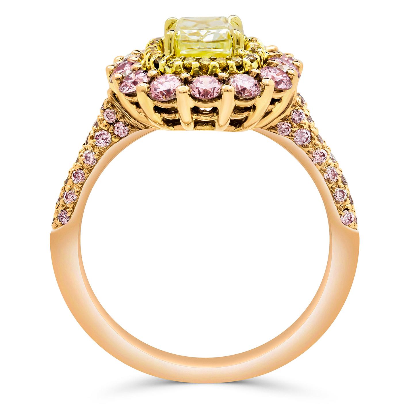 pink and yellow diamond ring