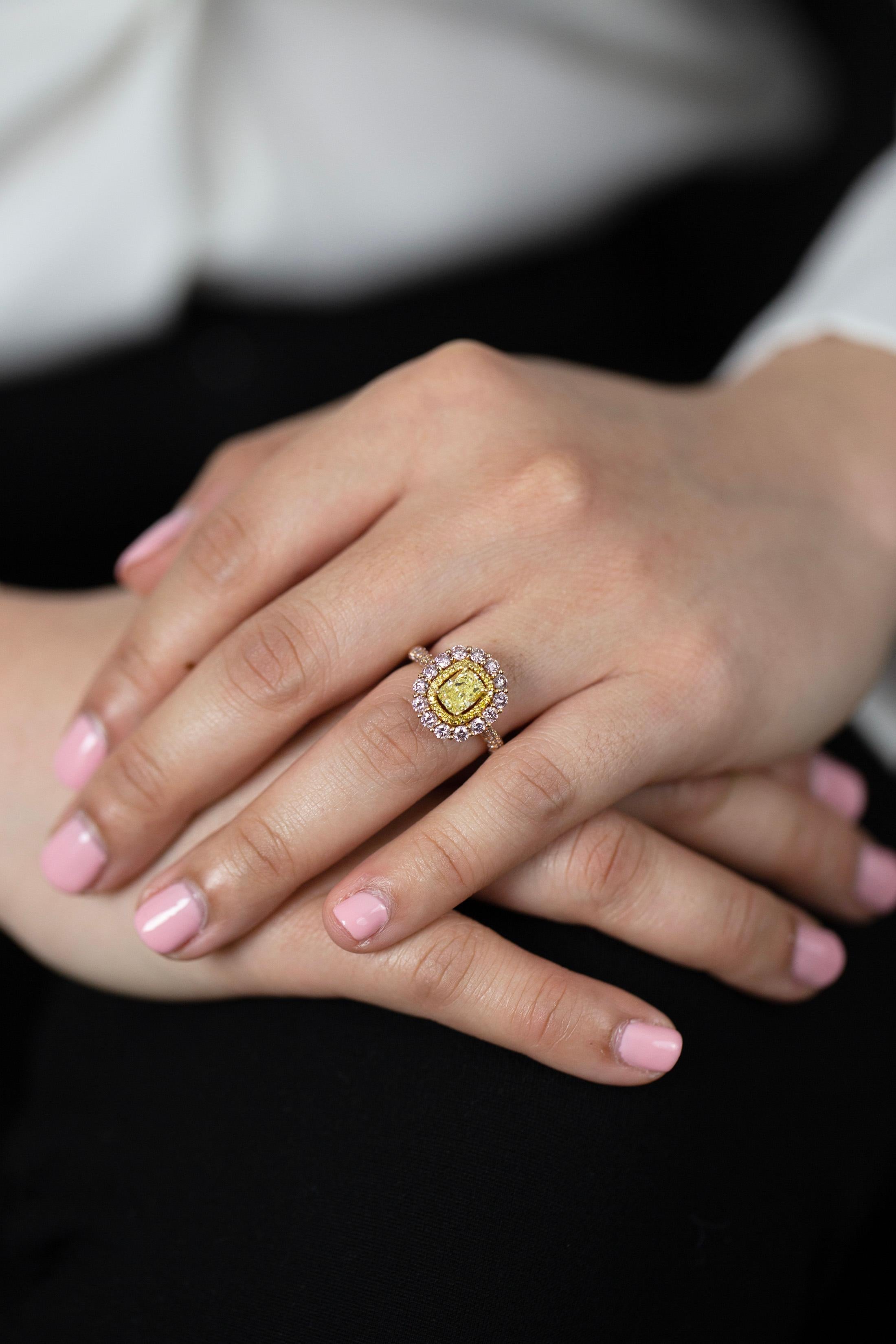 yellow and pink diamond ring