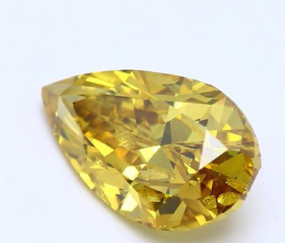 Taille poire Diamant jaune foncé fantaisie certifié GIA de 1,01 carat en vente