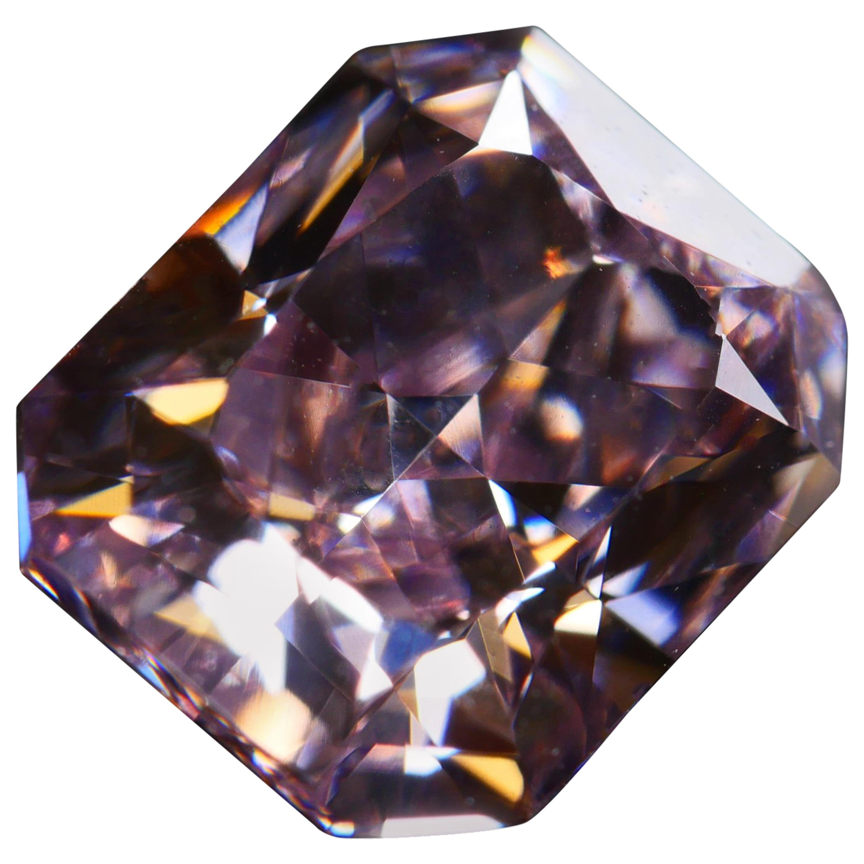 GIA Certified 1.01 Fancy Intense Pink Rectangular Brilliant Cut Diamond For Sale