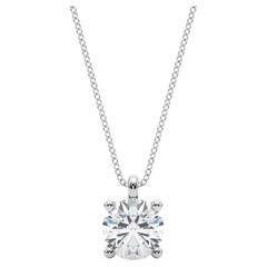 GIA Certified 1.01 Round Diamond Solitaire White Gold Pendant Necklace