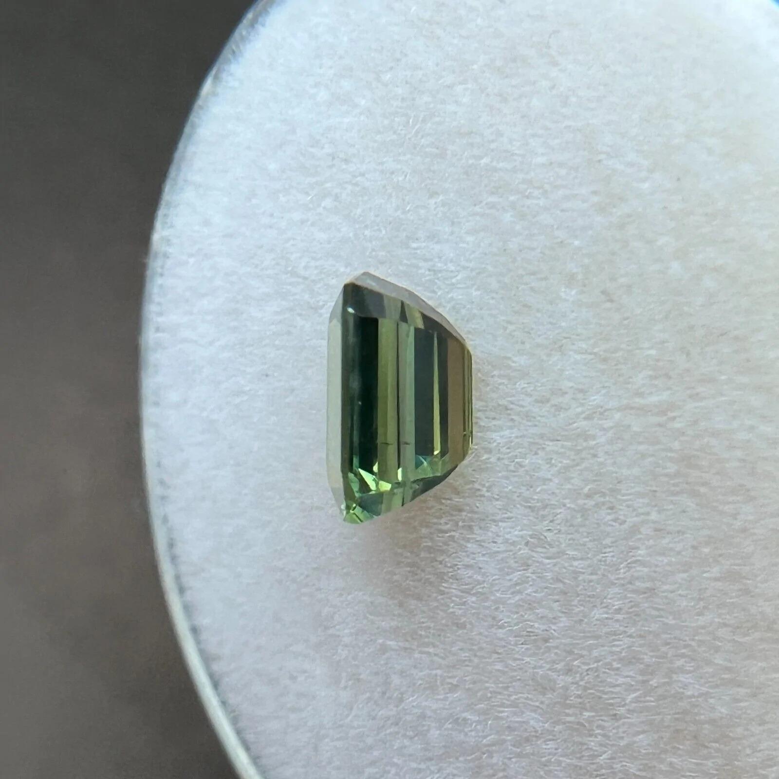 GIA Certified 1.01 Untreated Vivid Green Yellow Sapphire Emerald Octagon Cut Gem For Sale 4