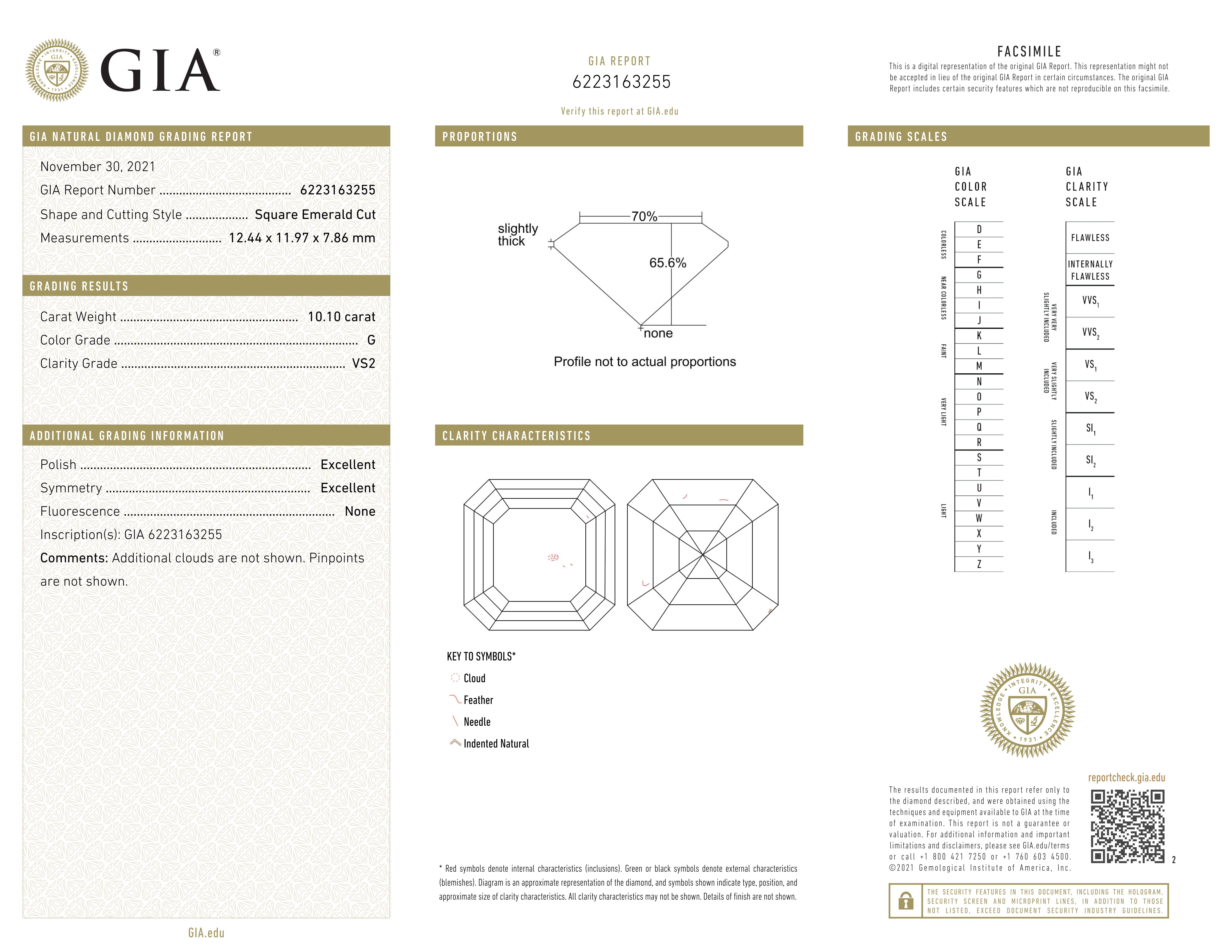 Women's or Men's GIA Certified 10.10 Carat Asscher Cut Diamond Platinum Ring For Sale