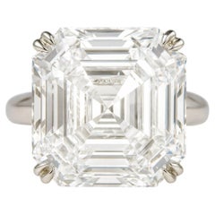 GIA Certified 9 Carat Asscher Cut Diamond Platinum Ring