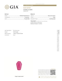 GIA Certified 10.10 Carat Modified Shield Step Cut Ruby
