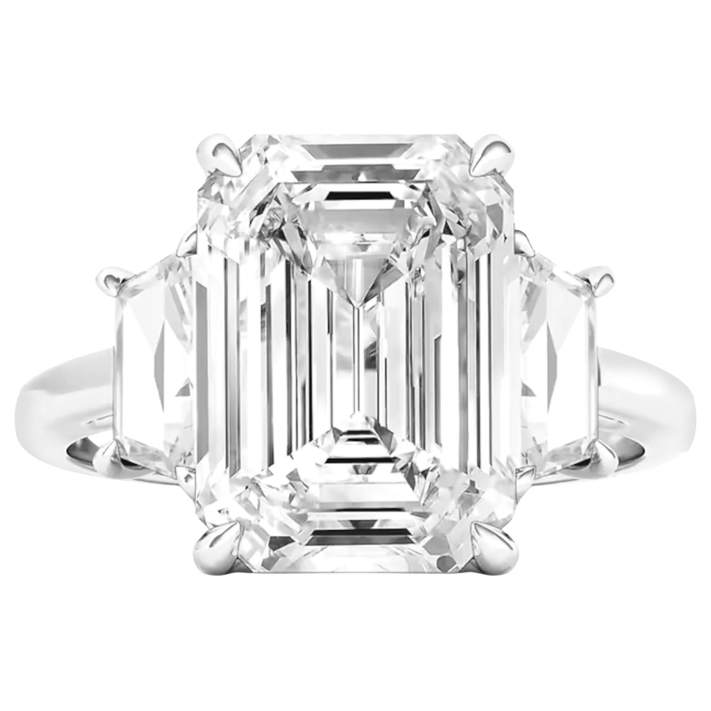 GIA zertifiziert 10.11 Karat Smaragdschliff Diamant Platin Ring im Angebot