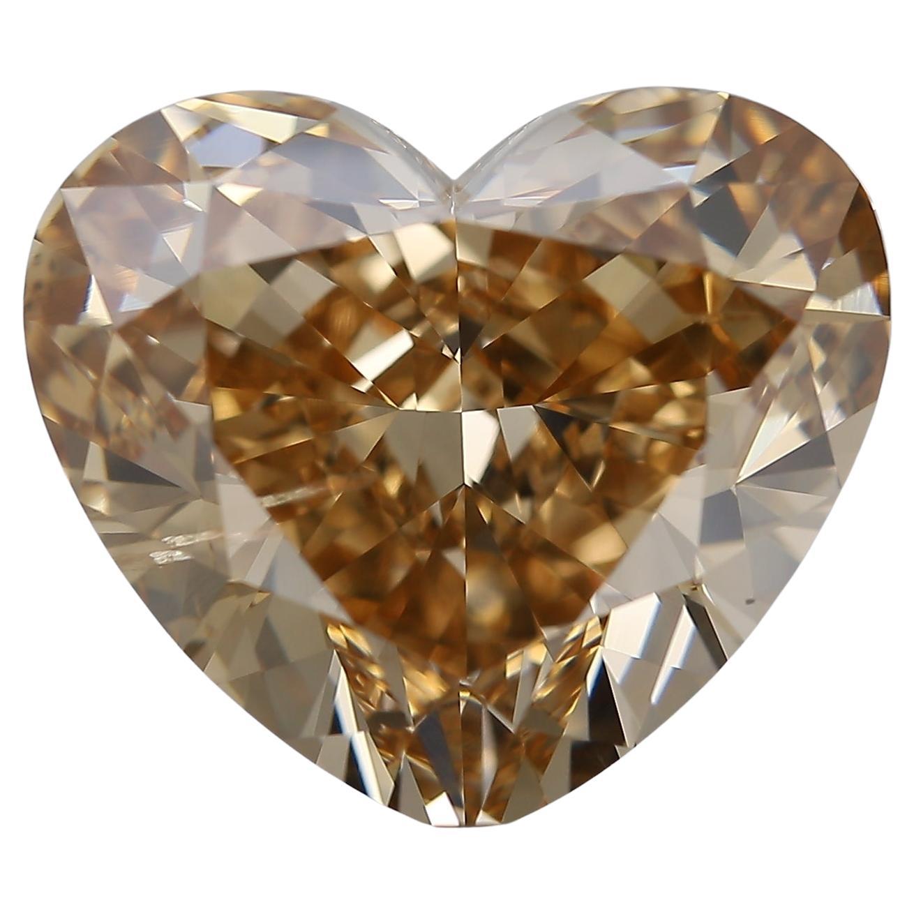 Diamante marrón anaranjado de talla brillante corazón fantasía certificado GIA de 10,11 quilates en venta