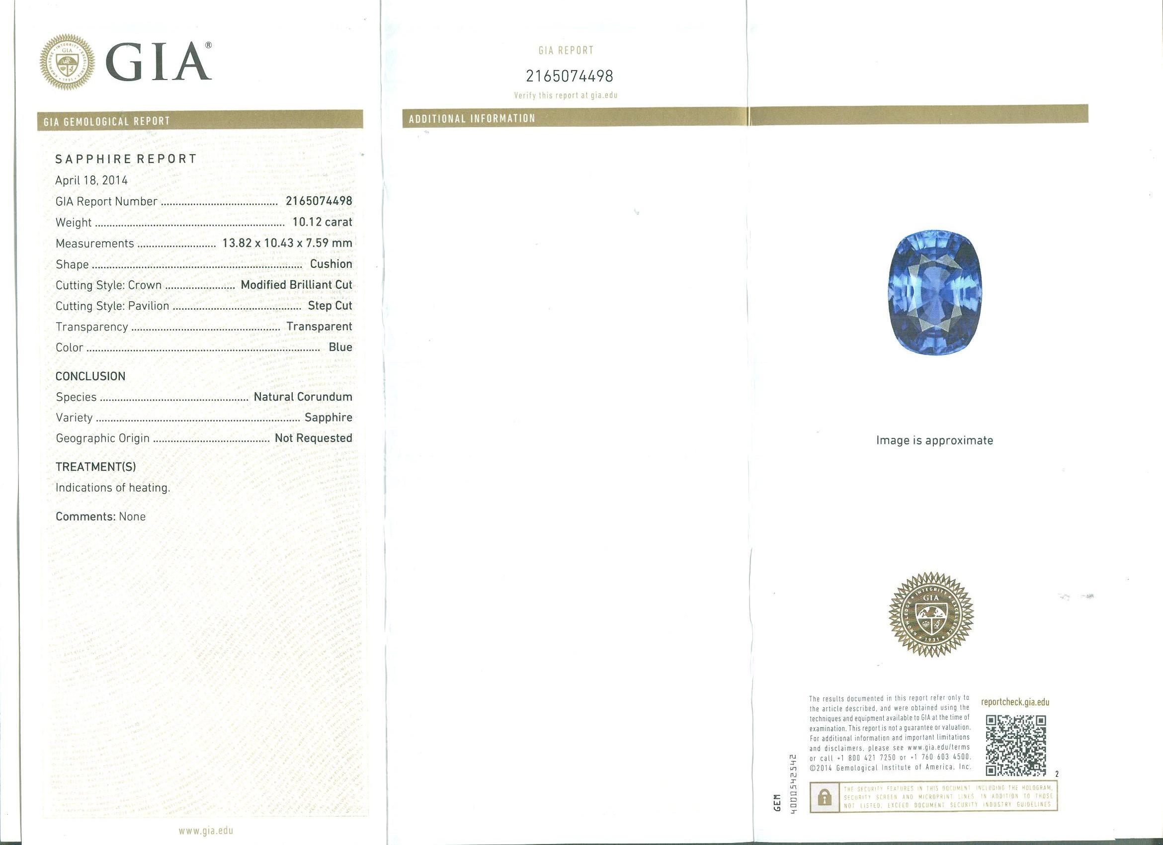 Women's GIA Certified 10.12 Carat Cushion Blue Sapphire & Diamond Cocktail Ring In Plat