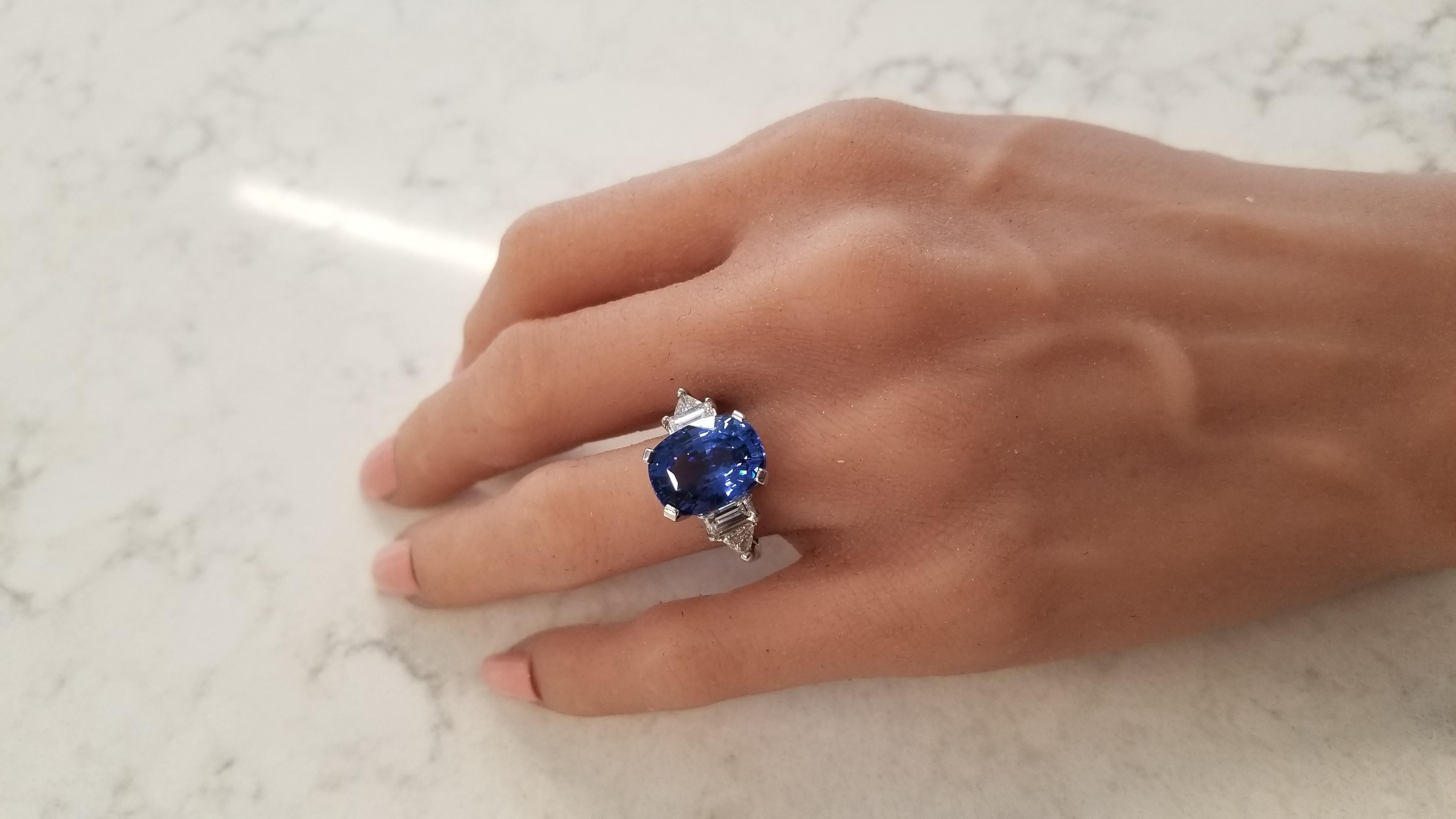 GIA Certified 10.12 Carat Cushion Blue Sapphire & Diamond Cocktail Ring In Plat 1