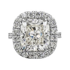 Anello di fidanzamento aureolato con diamante taglio cuscino certificato GIA da 10.12 carati in platino