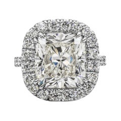 Roman Malakov GIA Certified 10.12 Carat Cushion Cut Diamond Halo Engagement Ring